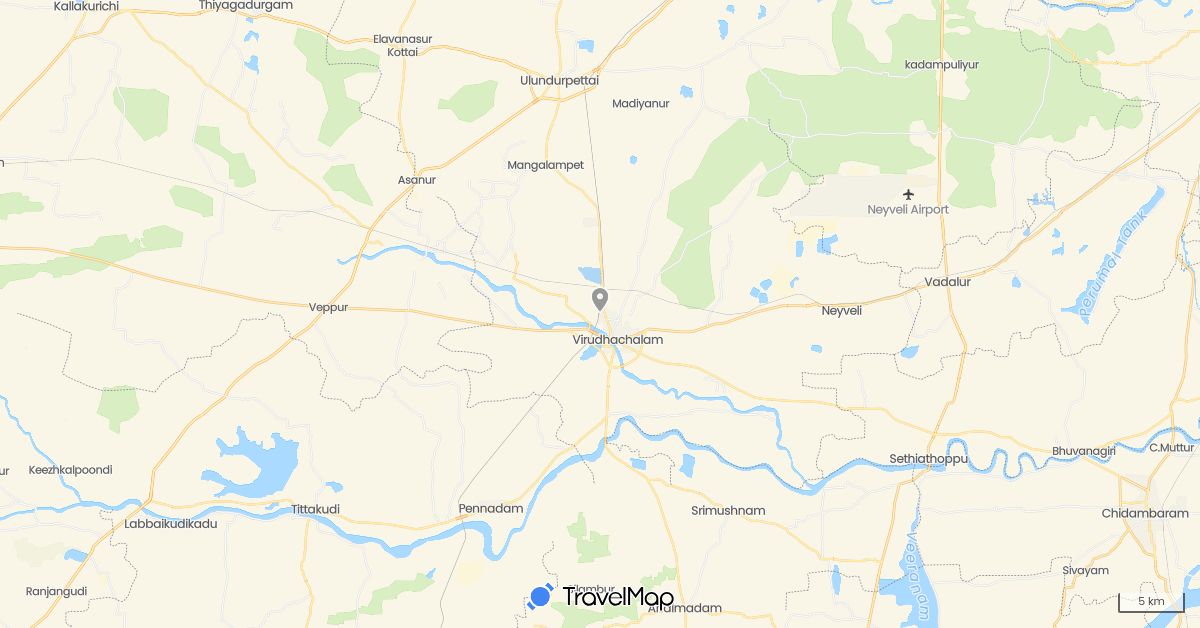 TravelMap itinerary: plane in India (Asia)